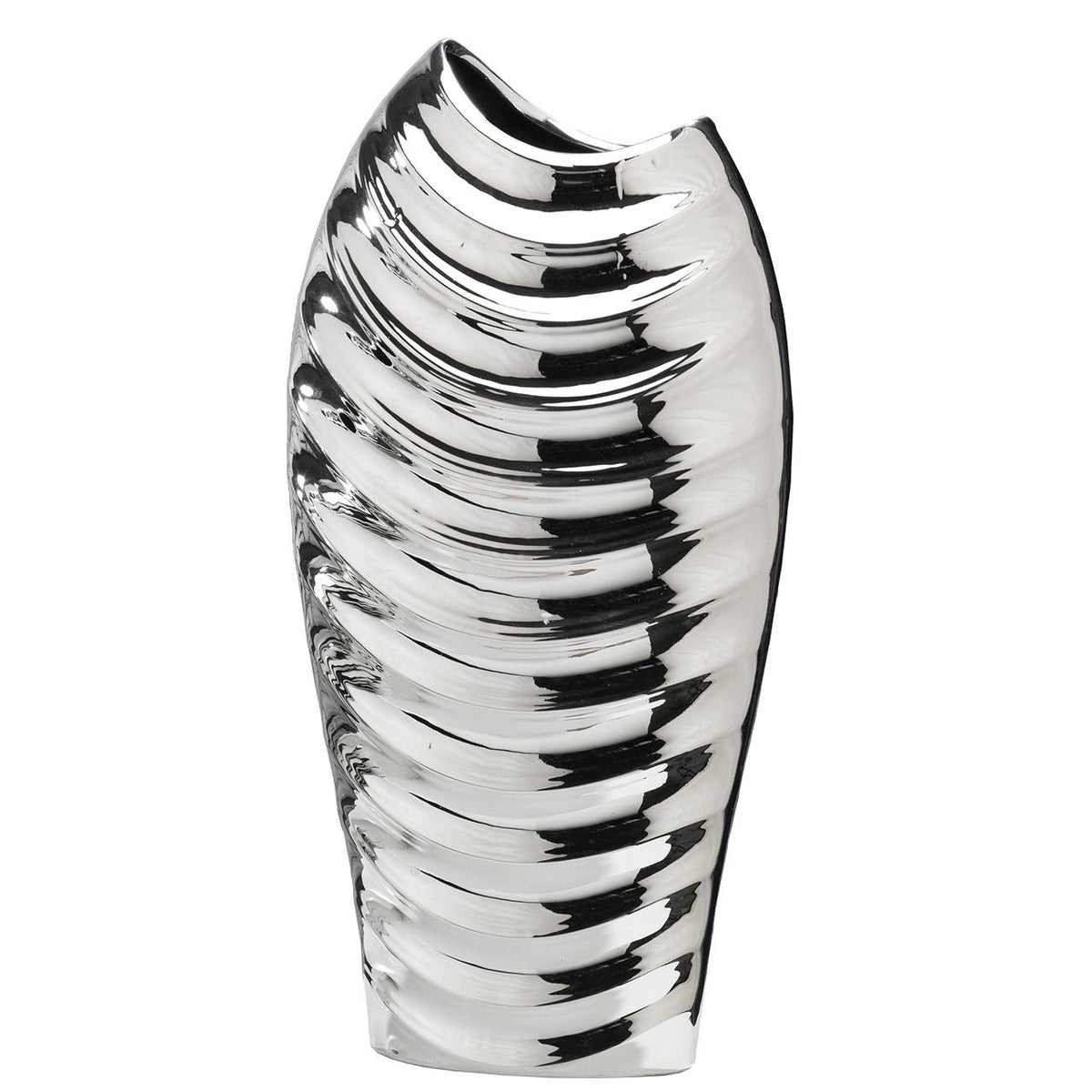 Bagutta Vaso Archi in Ceramica Silver Plated a Rilievo 21,5x12x42 cm