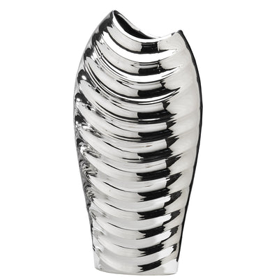 Bagutta Vaso Archi in Ceramica Silver Plated a Rilievo 21,5x12x42 cm