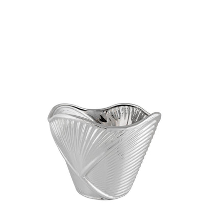 Bagutta Vaso Decorativo Sagomato in Ceramica Silver Plated 16 cm