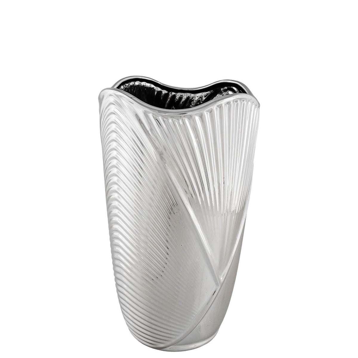 Bagutta Vaso Decorativo Sagomato in Ceramica Silver Plated 26 cm