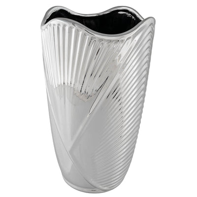 Bagutta Vaso Decorativo Sagomato in Ceramica Silver Plated 32 cm