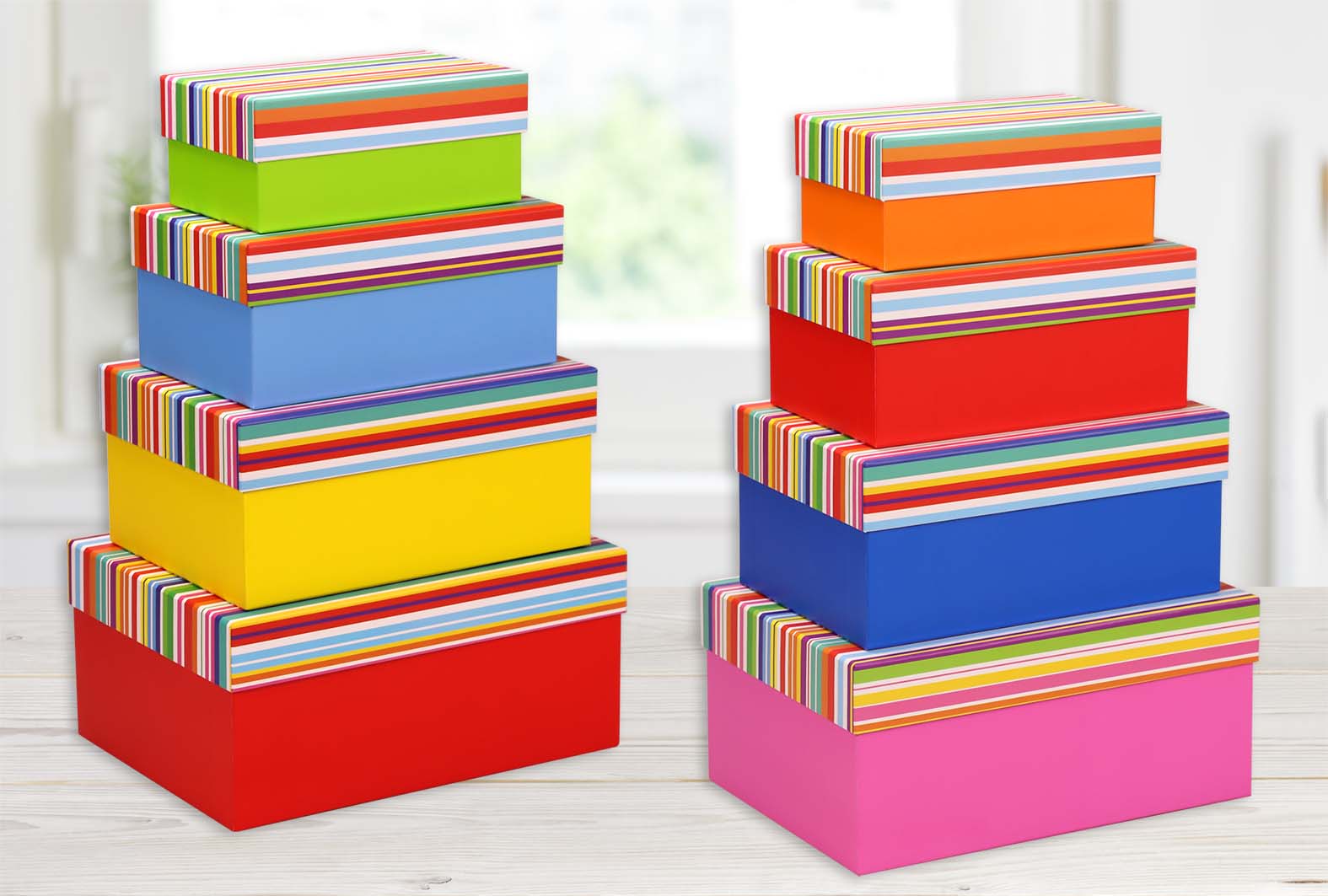 Set 4 scatole rettangolari Rainbow colori assortiti nei 4 formati disponibili