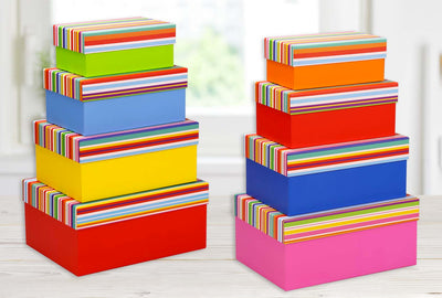 Set 4 scatole rettangolari Rainbow colori assortiti nei 4 formati disponibili