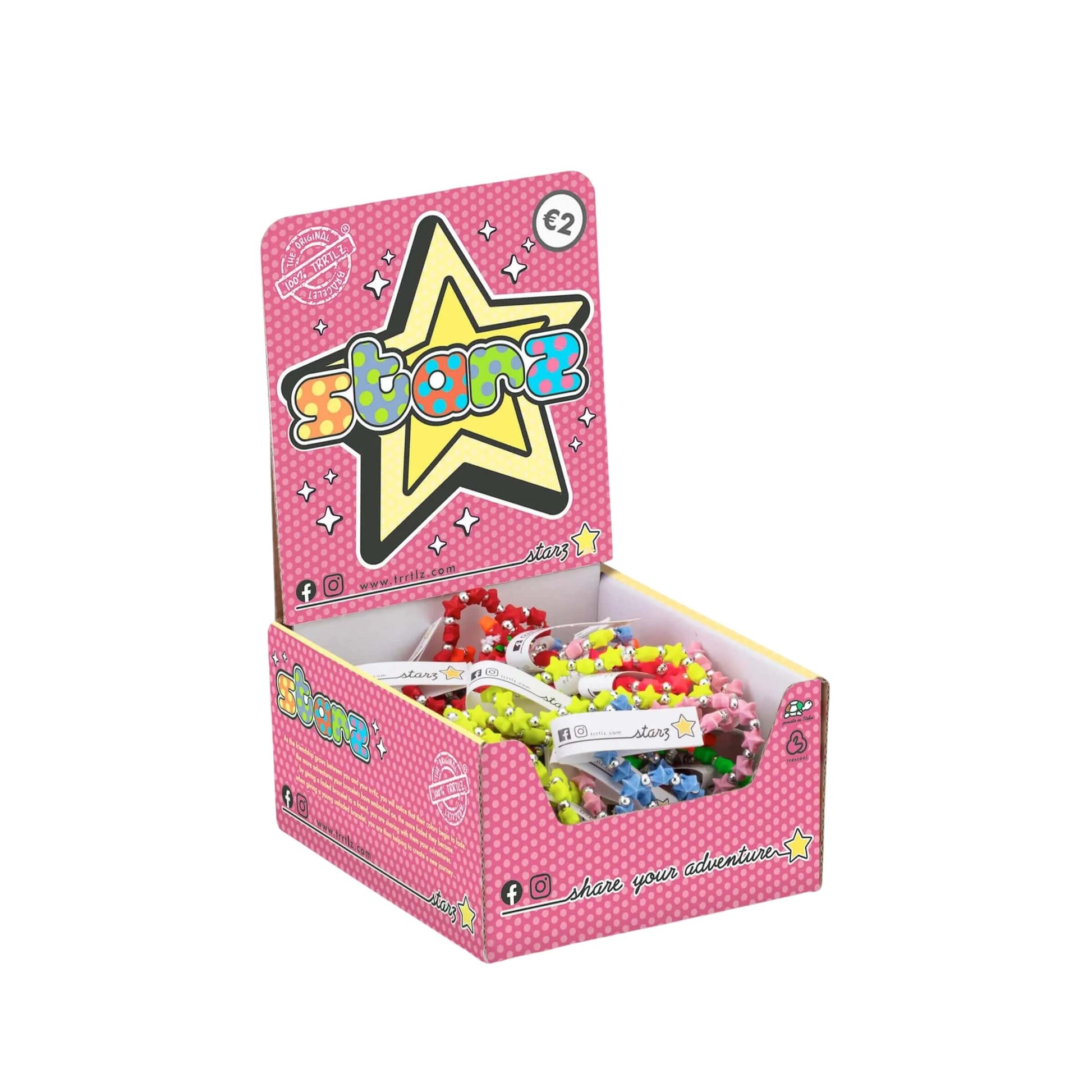 Confezione da 50 braccialetti Starz a forma di stellina in resina acrilica eco-friendly colori fluo