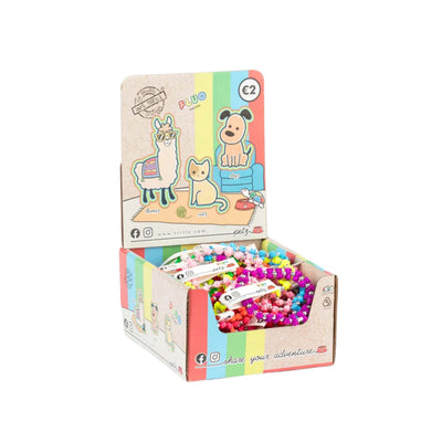 Confezione da 50 braccialetti Petz Fluo a forma di cagnolino, gattino e lama in colori fluo assortiti