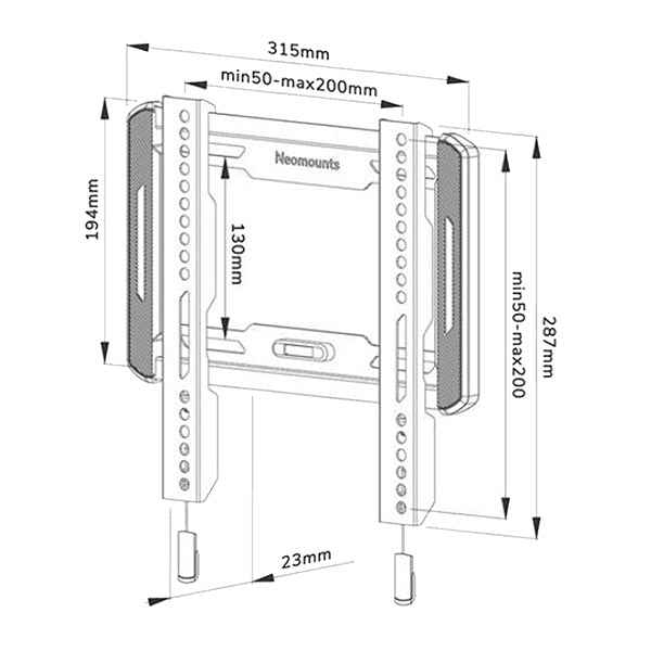 Neomounts - Staffa a parete fissa - Ultraslim - 32"-50" - VESA 200x200 - Max 40kg