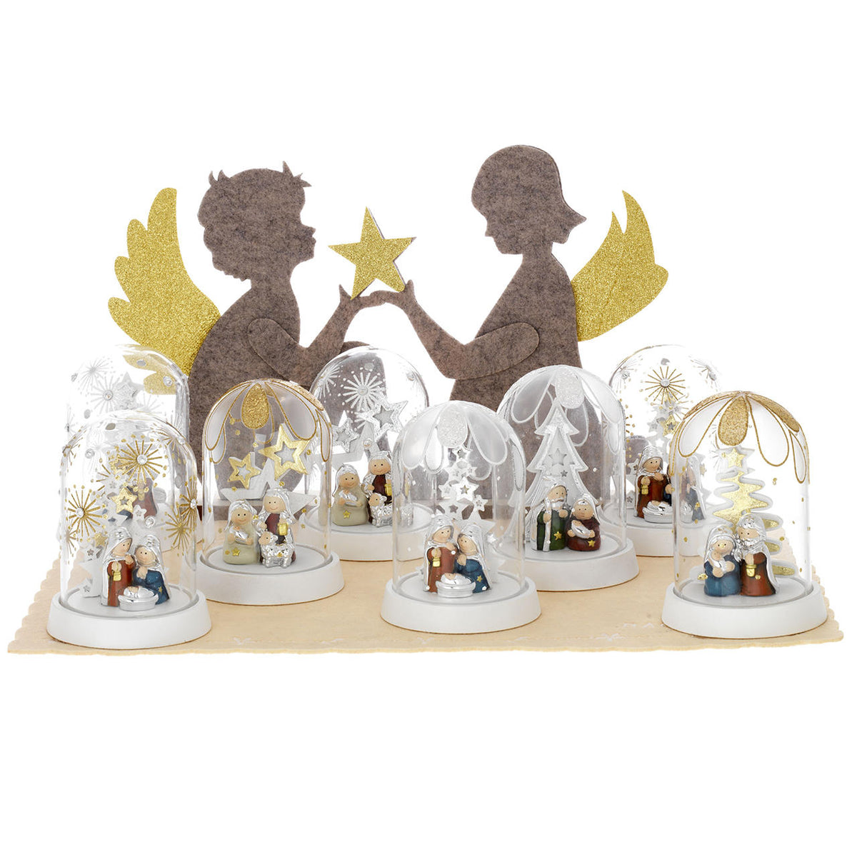 Bagutta Cupole Decorative con Presepe e Luce LED Espositore 8 pezzi