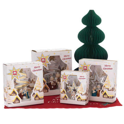 Bagutta Espositore Presepi con Albero e Stelle Assortiti 8,5-15 cm 12 pezzi