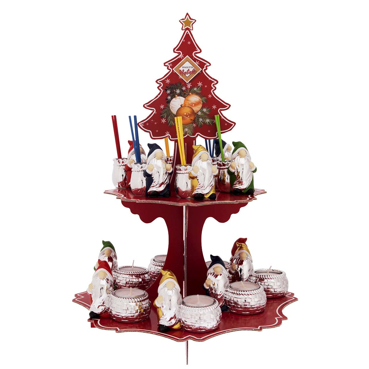Bagutta Espositore Gnomi Profumatori e Portacandela Tealight Assortiti 16 pezzi