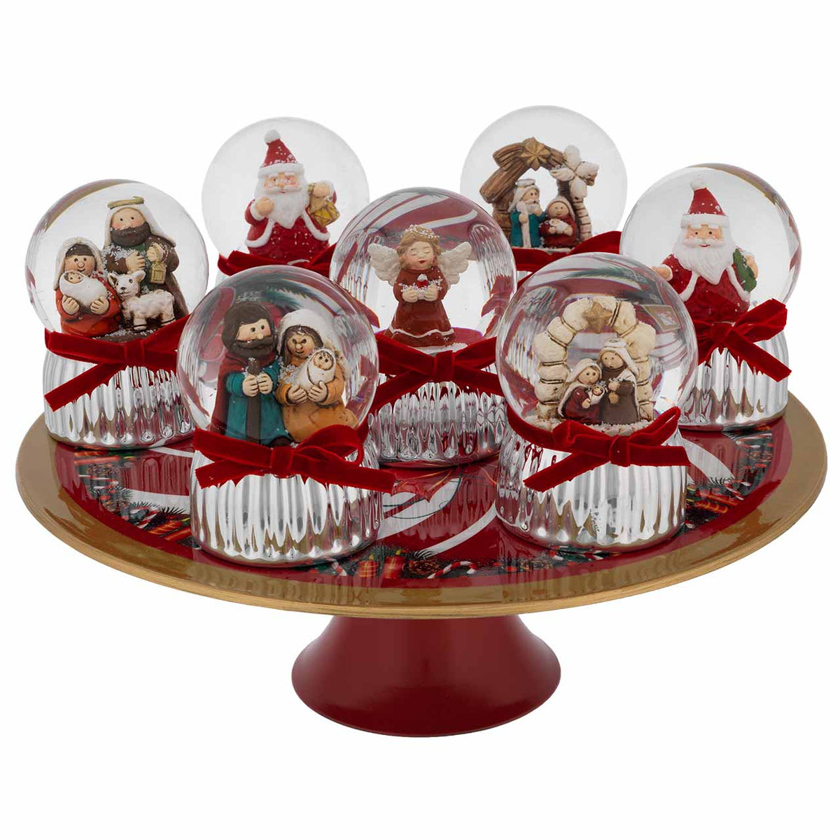 Bagutta Espositore Sfere di Neve Natalizie Assortite Non Musicali 7x9 cm 8 pezzi