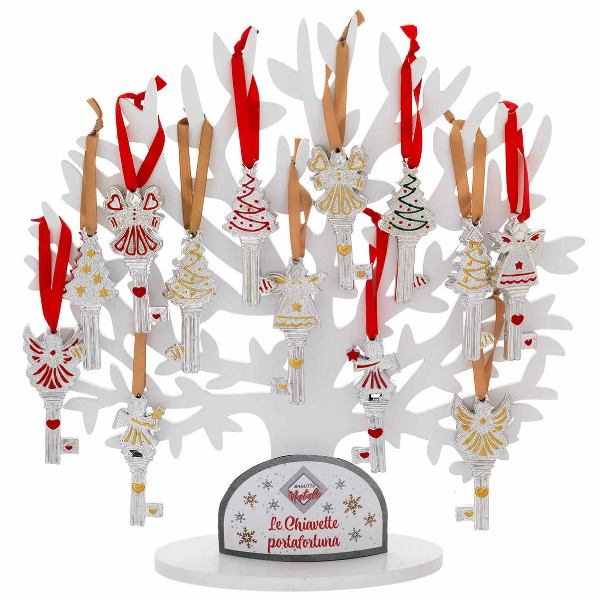 Bagutta Espositore Chiavette Natalizie Portafortuna Assortite 8 cm 16 pezzi