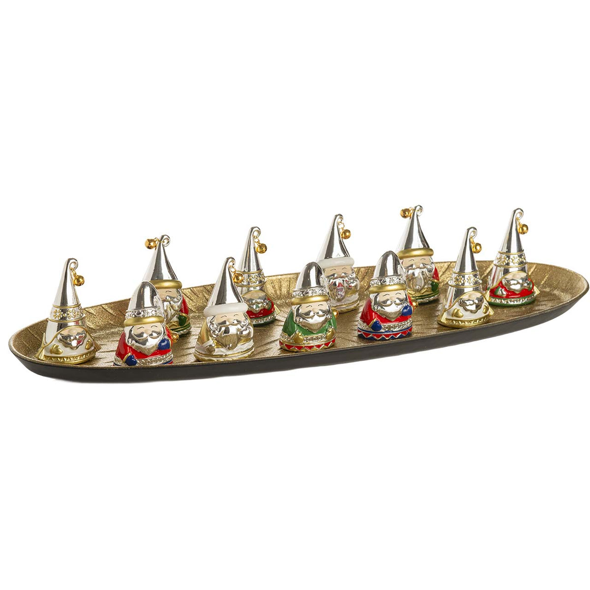 Bagutta Espositore Mini Babbo Natale Silver Plated con Campanellino 6 cm 12 pezzi