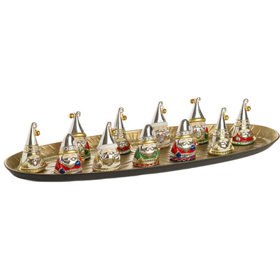 Bagutta Espositore Mini Babbo Natale Silver Plated con Campanellino 6 cm 12 pezzi