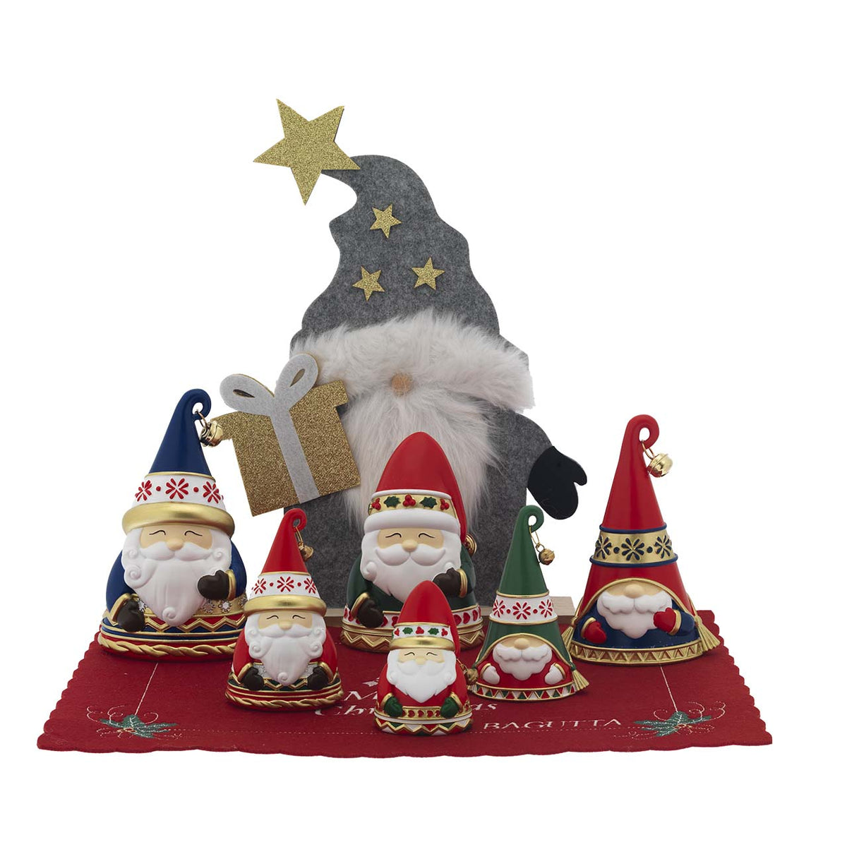 Bagutta Espositore Babbo Natale Assortiti con Campanellino 13-19 cm 6 pezzi