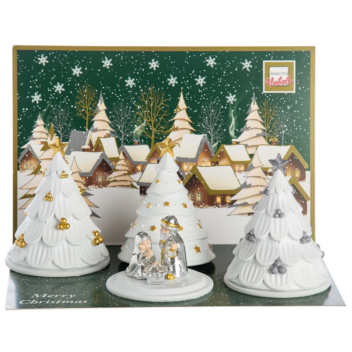 Bagutta Espositore Alberi a Cupola con Presepe 10x13 cm 4 pezzi