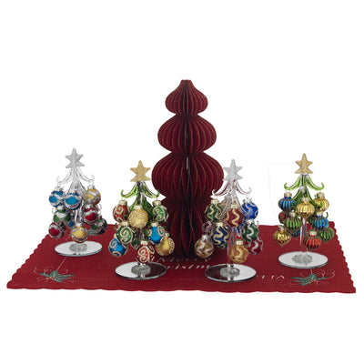 Bagutta Espositore Alberelli Natalizi con Sfere Colorate 17 cm 16 pezzi