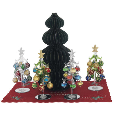 Bagutta Espositore Alberelli Natalizi con Sfere Colorate 21 cm 16 pezzi
