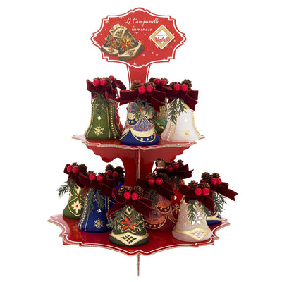 Bagutta Espositore Campanelle Natalizie Luminose Assortite 8 cm 16 pezzi