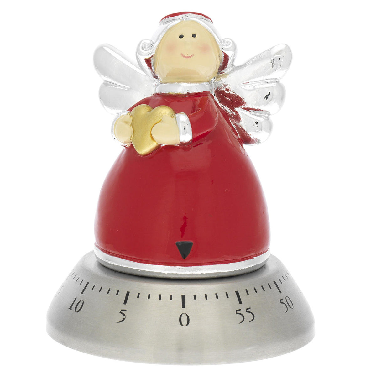 Bagutta Timer da Cucina Meccanico Angelo Rosso con Ali Argento 8x10 cm