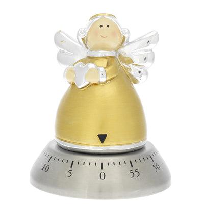 Bagutta Timer da Cucina Meccanico Angelo Oro con Ali Argento 8x10 cm