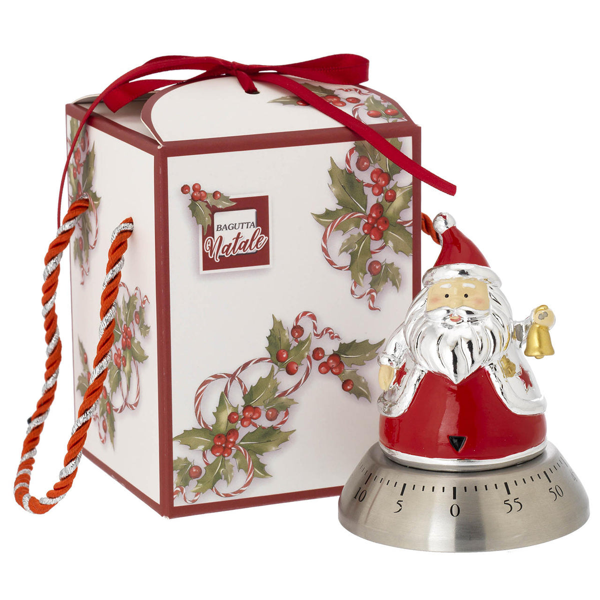 Bagutta Timer da Cucina Meccanico Angelo Argento con Ali Rosse 8x10 cm