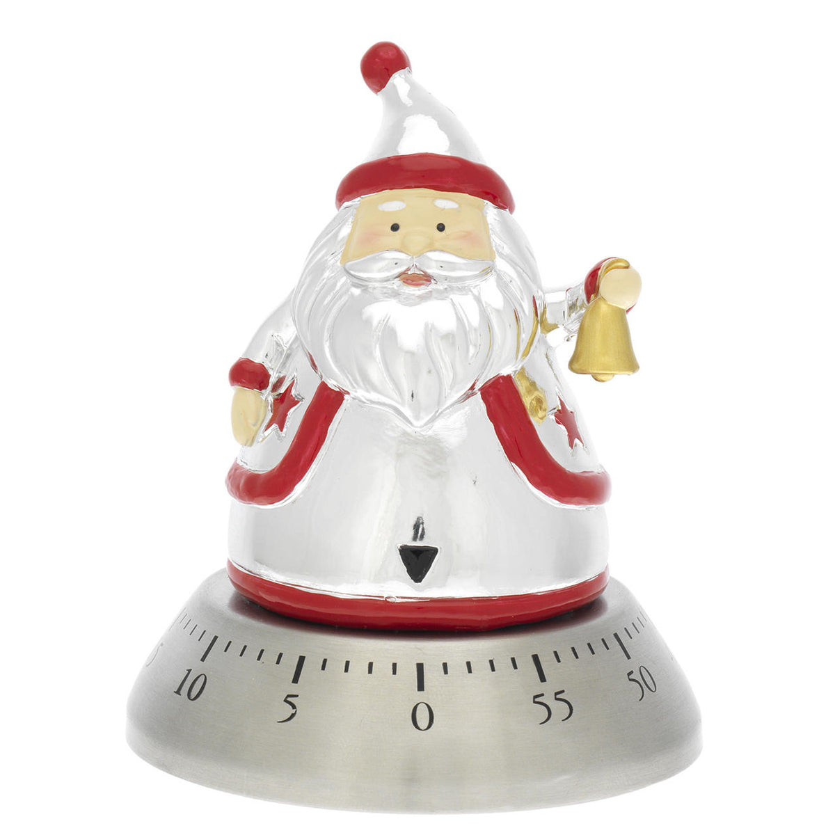 Bagutta Timer da Cucina Meccanico Babbo Natale Argento e Rosso 8x10 cm