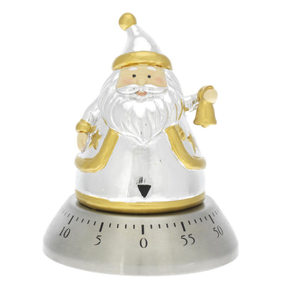 Bagutta Timer da Cucina Meccanico Babbo Natale Argento e Oro 8x10 cm