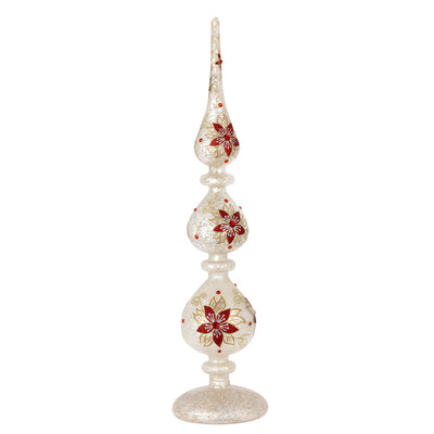 Bagutta Puntale Natalizio LED Bianco con Stelle di Natale Rosse 45 cm
