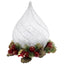Bagutta Fiamma Natalizia LED Bianca e Argento con Agrifoglio e Bacche Rosse 23 cm
