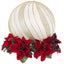 Bagutta Sfera Natalizia LED Oro con Base di Stelle di Natale Rosse 15 cm