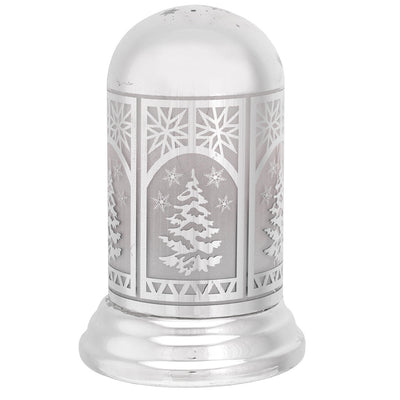 Bagutta Lampada LED Natalizia a Cupola Argento con Alberi e Fiocchi di Neve 18 cm