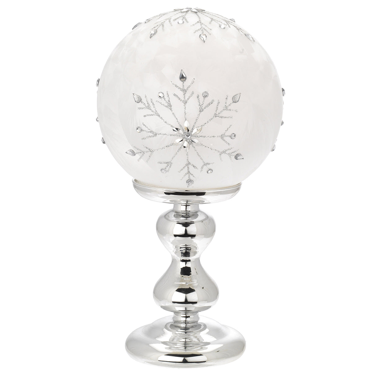 Bagutta Lampada da Tavolo Natalizia LED con Sfera Fiocco di Neve Lineare 15x29 cm