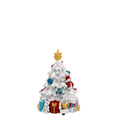 Bagutta Carillon Albero di Natale Argentato con Decorazioni Multicolore 13 cm