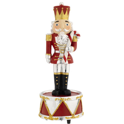 Bagutta Soldatino Schiaccianoci Carillon su Tamburo Rosso con Bastoncino 19 cm