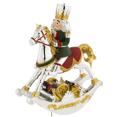 Bagutta Carillon Natalizio Soldatino Verde su Cavallo a Dondolo We Wish You a Merry Christmas 19 cm