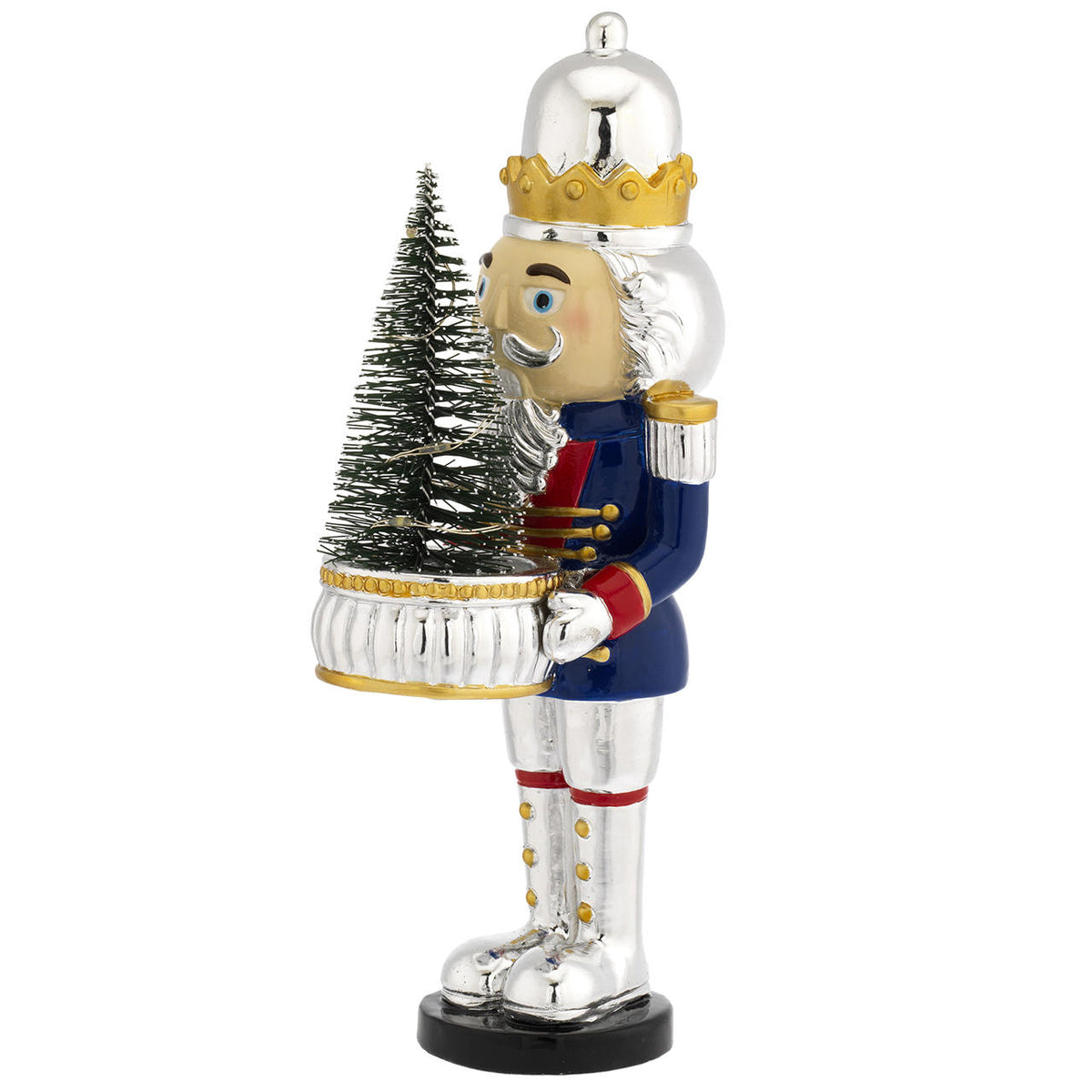 Bagutta Soldatino Schiaccianoci Blu con Alberello LED 20 cm