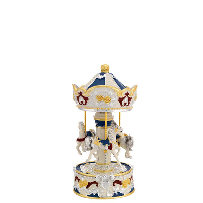 Bagutta Giostra Musicale Natalizia con Cavalli Blu 18,5 cm