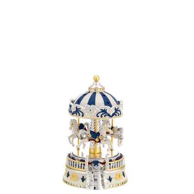 Bagutta Giostra Musicale Natalizia con Cavalli e Scalinata Blu 16 cm