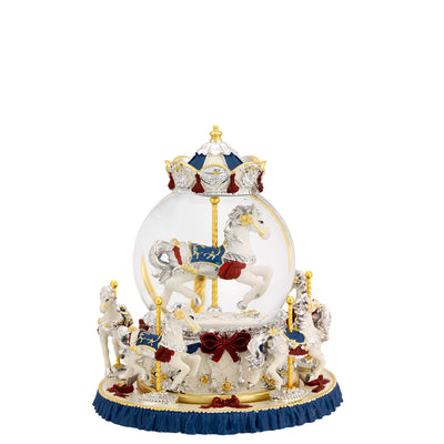 Bagutta Carillon Natalizio con Sfera di Neve e Cavalli Blu 19 cm