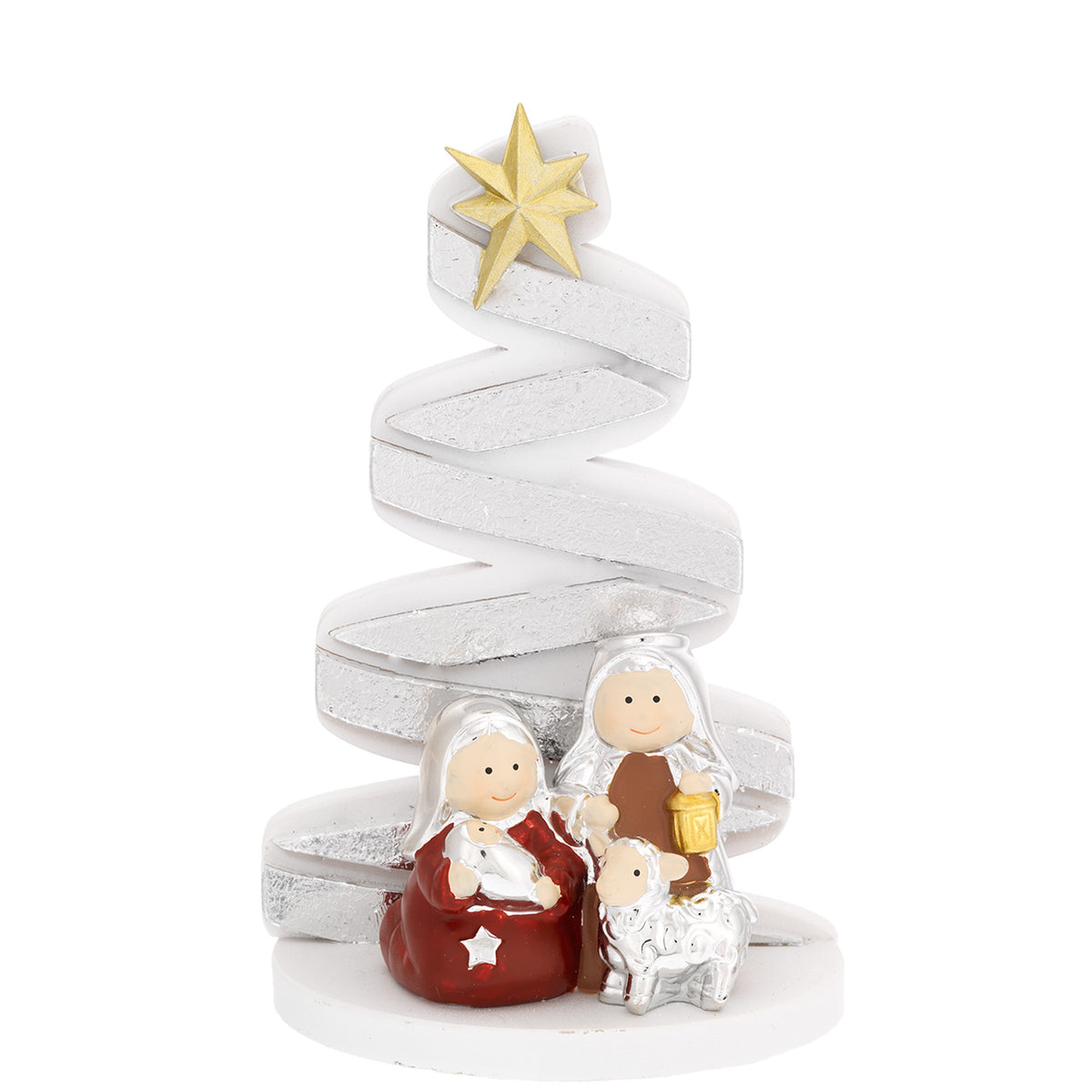 Bagutta Presepe Natalizio con Albero a Spirale Argentato 12,5 cm