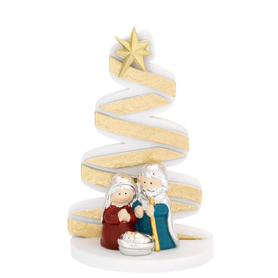 Bagutta Presepe Natalizio con Albero a Spirale Dorato 12,5 cm
