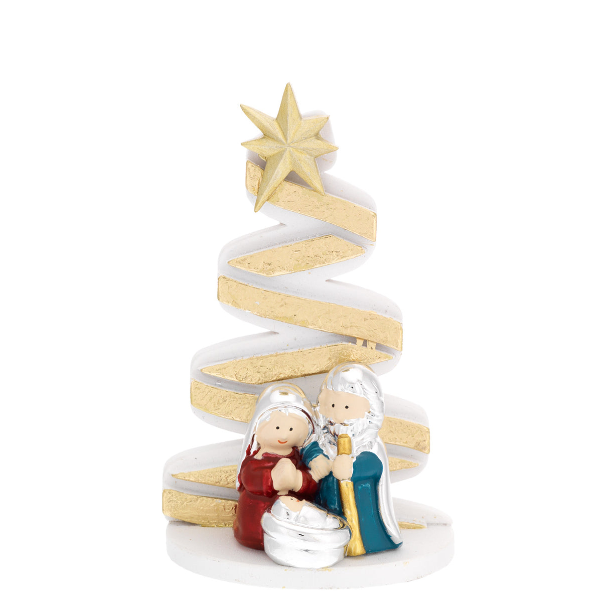 Bagutta Presepe Natalizio con Albero a Spirale Dorato 8,5 cm