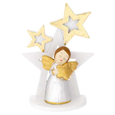 Bagutta Decorazione Natalizia Albero Multistelle Oro con Angioletto 12,5 cm