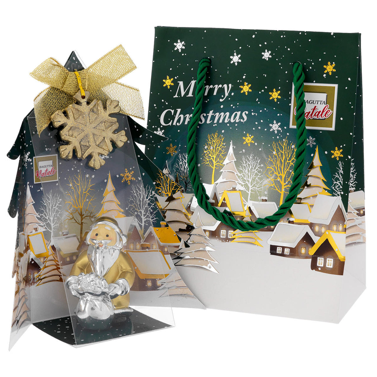 Bagutta Babbo Natale Portafortuna Oro con Sacco 6,5 cm