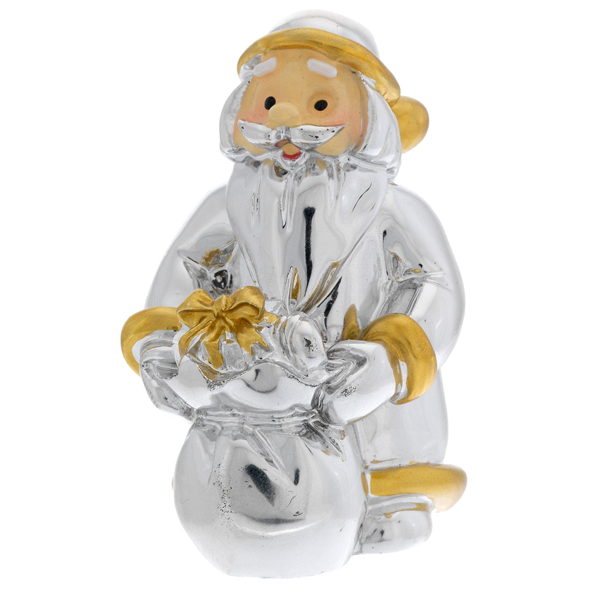Bagutta Babbo Natale Portafortuna Argento con Sacco 6,5 cm