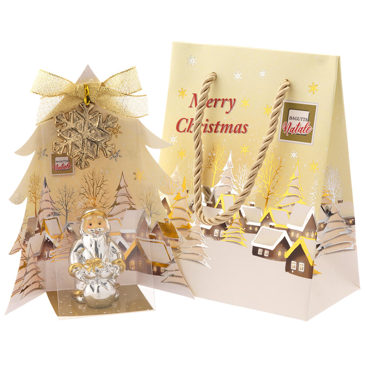 Bagutta Babbo Natale Portafortuna Argento con Cuore 6,5 cm