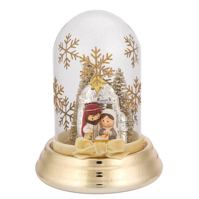 Bagutta Cupola Natalizia Luminosa Oro con Sacra Famiglia 13 cm
