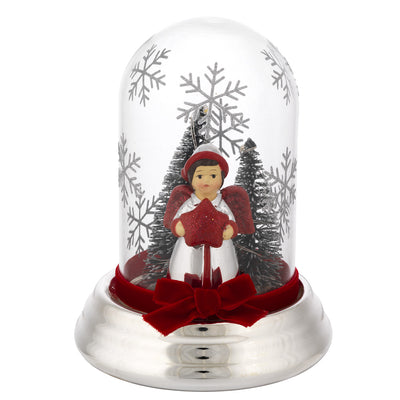 Bagutta Cupola Natalizia Luminosa Argento con Angelo e Stella 13 cm