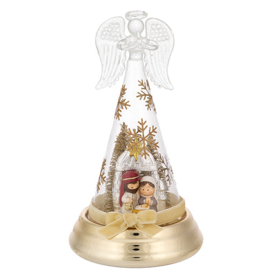 Bagutta Angelo Natalizio Luminoso Oro con Sacra Famiglia 18 cm