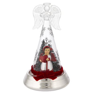 Bagutta Angelo Natalizio Luminoso Argento con Regalo 18 cm